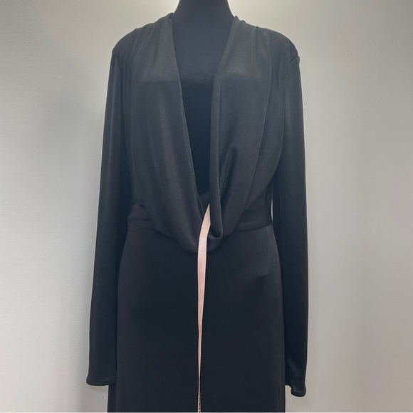 NEW! House of CB- SASKIA Black Draped Maxi Dress Size Large Plunge Neckline - Picture 6 of 15